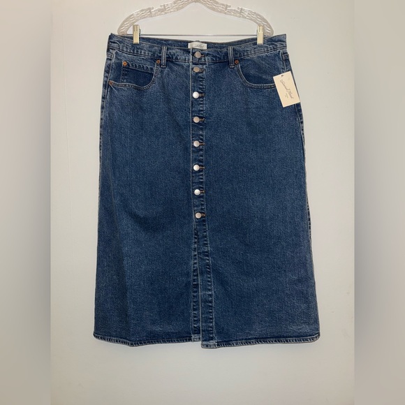 NWT UNIVERSAL THREAD women’s A-Line Maxi Denim Skirt Medium Wash High Rise sz 16 - Picture 2 of 7